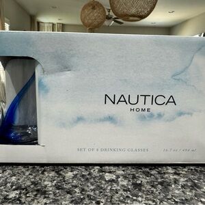Nautica Home Blue and Clear Glass Set